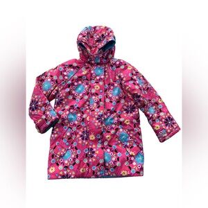 Hanna Andersson Size 130, 8, Journeys End Ski Jacket in Pink Blue Bright Blossom